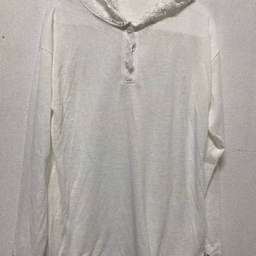 Load image into Gallery viewer, Korean T Shirts Women's Clothes Patchwork Lace Hooded Long Sleeve Loose Tees Y2k Tops Casual Fashion Tshirts 2024 Ropa Mujer
