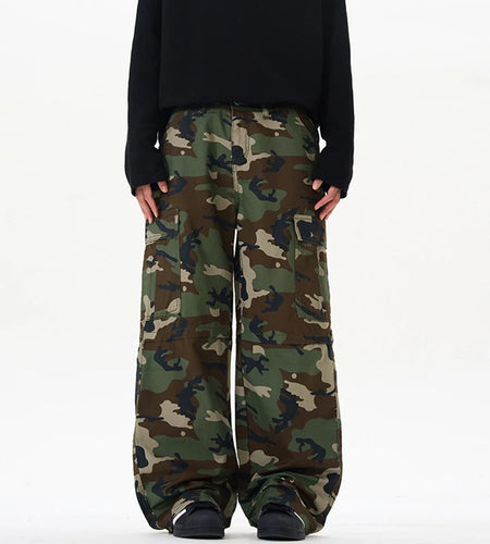 Men's New Summer Cargo Pants New American Fashion Silhouette Straight Wide Leg Multi Pockets Design Male Trousers 9W2029