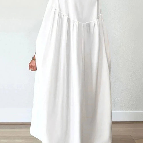 Load image into Gallery viewer, Women’s Oversieze Batwing Sleeves Simple White Maxi Dresses Autumn Spring Casual Round-neck Loose Muslim Woman Dresses
