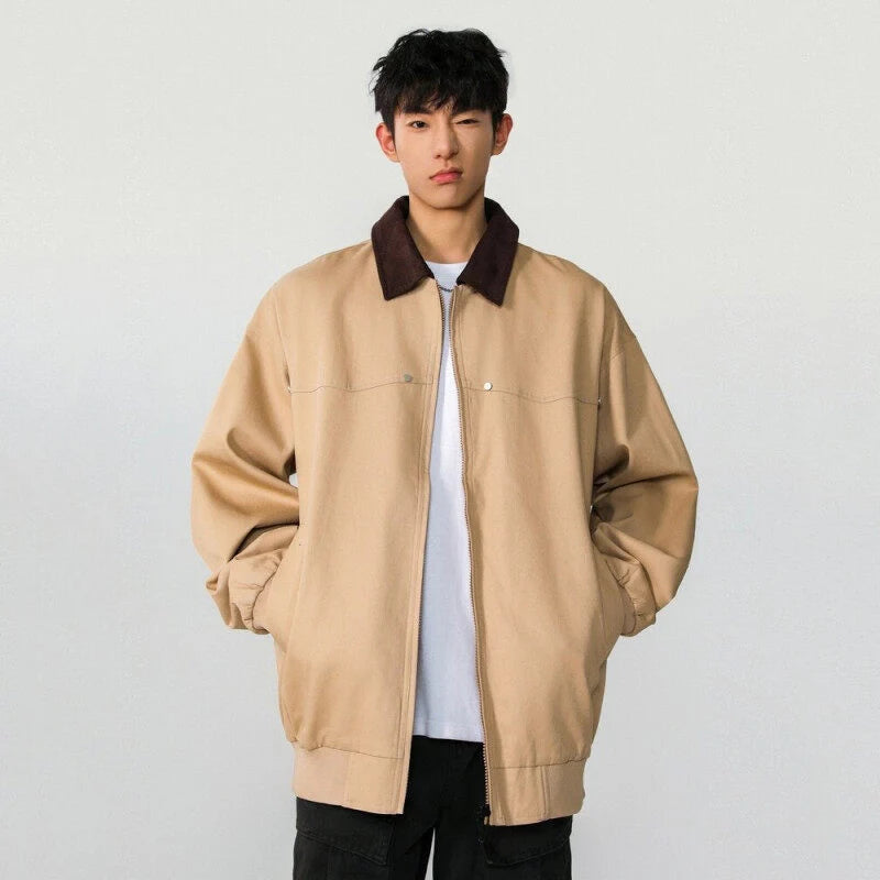 High Street Men's Jackets Spring New American Top Spliced Turn-down Collar Niche Design Multi Pockets Trendy 9W1273