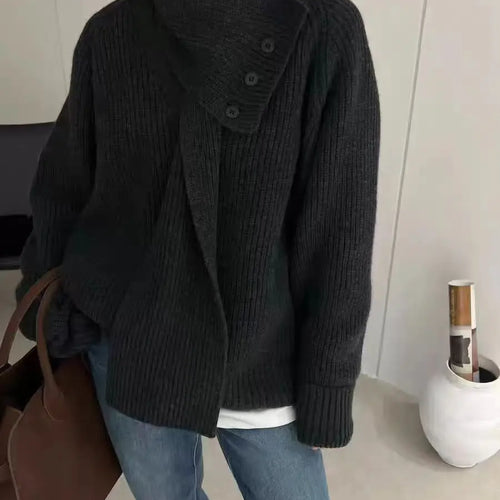 Load image into Gallery viewer, 2024 Autumn Winter New Solid Scarf Neck Sweater Korean Version Loose Fashion Long Sleeve Pullovers Knitted Tops Ladies Clothes
