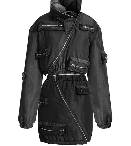 Black Thick Pocket Warm Short Jacket New Stand Collar Long Sleeve Women Coat Fashion Tide Spring Autumn 2025 7AB1999