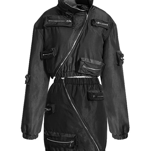 Load image into Gallery viewer, Black Thick Pocket Warm Short Jacket New Stand Collar Long Sleeve Women Coat Fashion Tide Spring Autumn 2025 7AB1999
