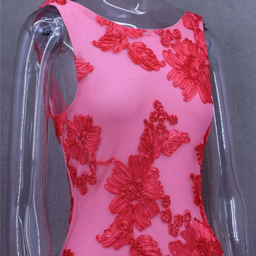 Load image into Gallery viewer, Elegant Floral Print Sexy Maxi Dress For Women Embroidered Applique Tank Dress Femme Bodycon Club Party Long Dress
