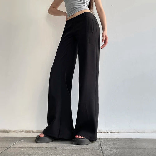 Load image into Gallery viewer, Casual Black Low Rise Women Pants Basic Straight Leg Streetwear Korean Fashion Office Suit Trousers Ladies Sweatpants
