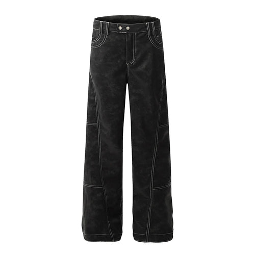 Load image into Gallery viewer, Men's Cargo Pants Line Splicing Design Straight Wide Leg New American Style Solid Color Trendy Male Trousers Summer 9W1856
