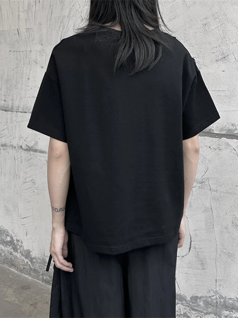 Women White String Desgin Big Size Casual T-shirt New Round Neck Short Sleeve Fashion Tide Spring Summer 2025 1DF9658