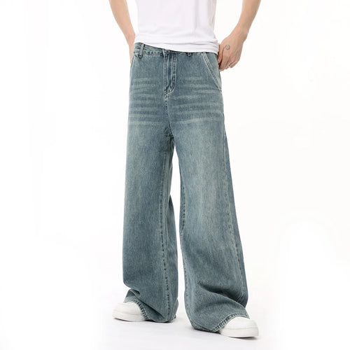 Load image into Gallery viewer, Korean Style Male Denim Pants Draping Straight Wide Leg Loose Washed Men&#39;s Casual Jeans New Summer Trendy 9C6676
