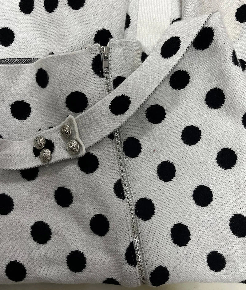 Halter Backless Polka Dot Dress For Women Fashion Square Collar Sleeveless High Waist A-line Knit Mini Dress Elegant