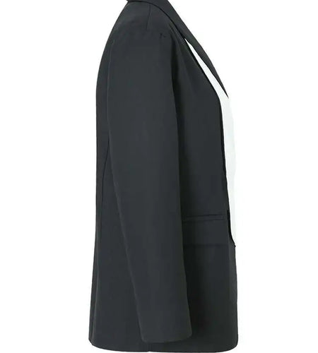 Women Black Color-block Big Size Blazer New Lapel Long Sleeve Loose Fit Jacket Fashion Tide Spring Autumn 2025 1DF3285