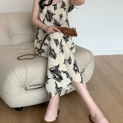 Load image into Gallery viewer, Beach Style Hollow Out Print Women&#39;s Dresses Spaghetti Strap Square Neck Fashion Female Dress Summer Elegant Chic Dress
