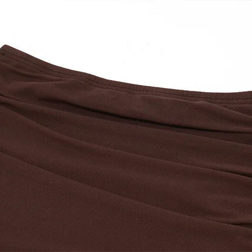 Load image into Gallery viewer, Hollow Out Lace-up Sexy Skirt 2 Piece Sets Women Brown Halter Crop Tops And Maxi Skirt Female Skinny Sexy Two Piece Set
