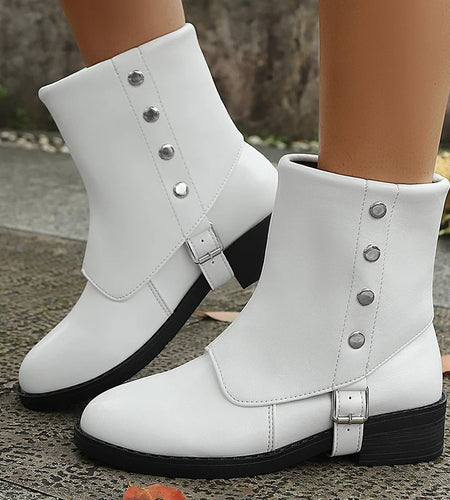 Boots Spring Winter Boots Women 2025 New Middle Boots With Heels Footwear Winter Shoes Woman Luxury Leather Short Botas Mujer