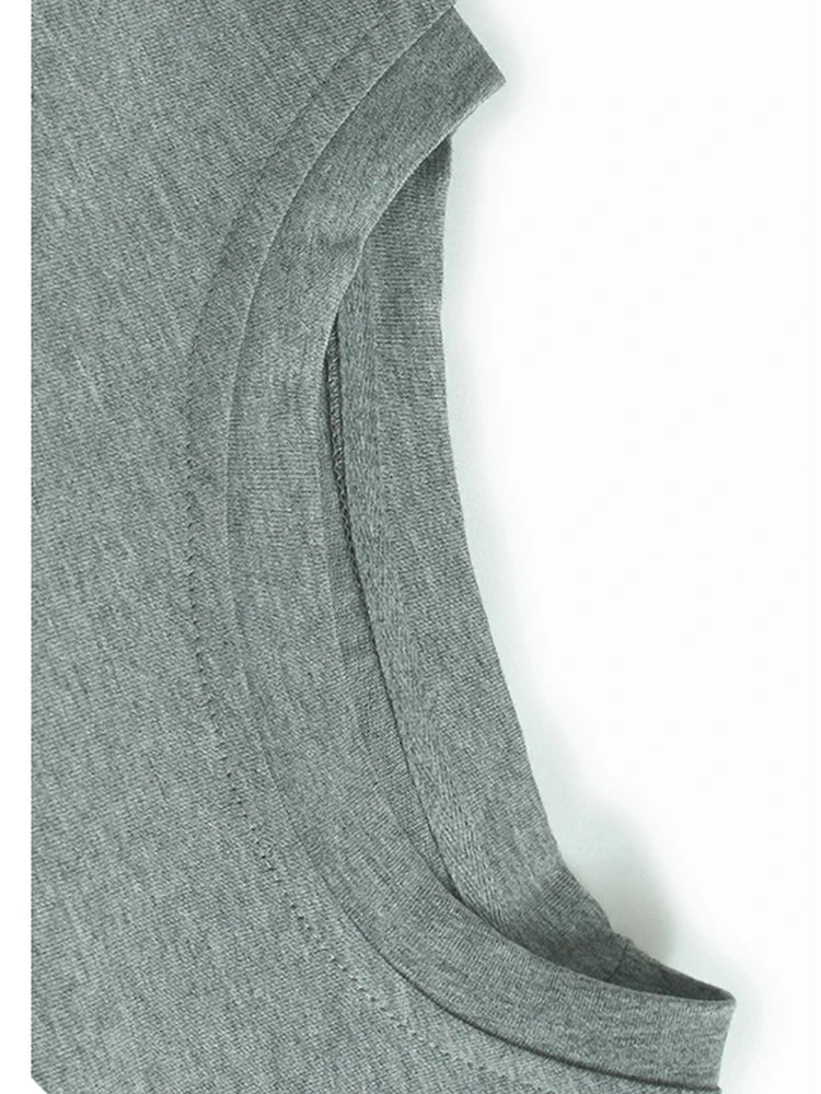 Women Gray Dot Printed Irregular Pleated Big Size T-shirt New Round Neck Short Sleeve Fashion Spring Summer 2025 1DJ1130