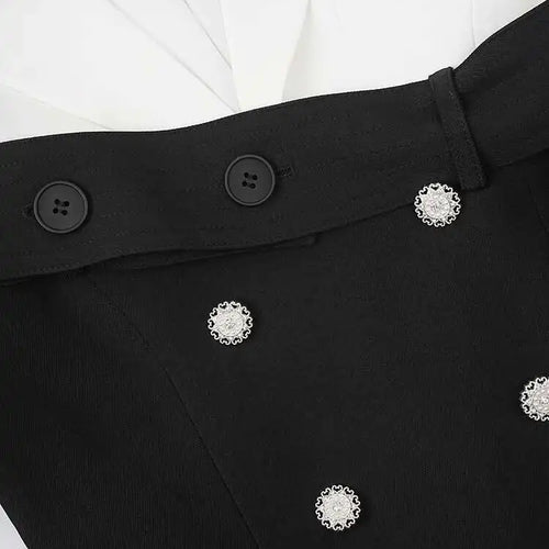 Load image into Gallery viewer, Women Black Double Breasted Color-block Mini Blazer Dress New Lapel Long Sleeve Fashion Tide Spring Autumn 2025 CPDB254
