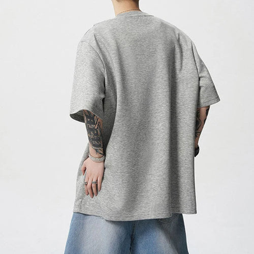 Load image into Gallery viewer, Men's T-shirts Short Sleeve Solid Color Trendy New Korean Style Tie Design Round Neck Pullover Male Clothing 9W1943
