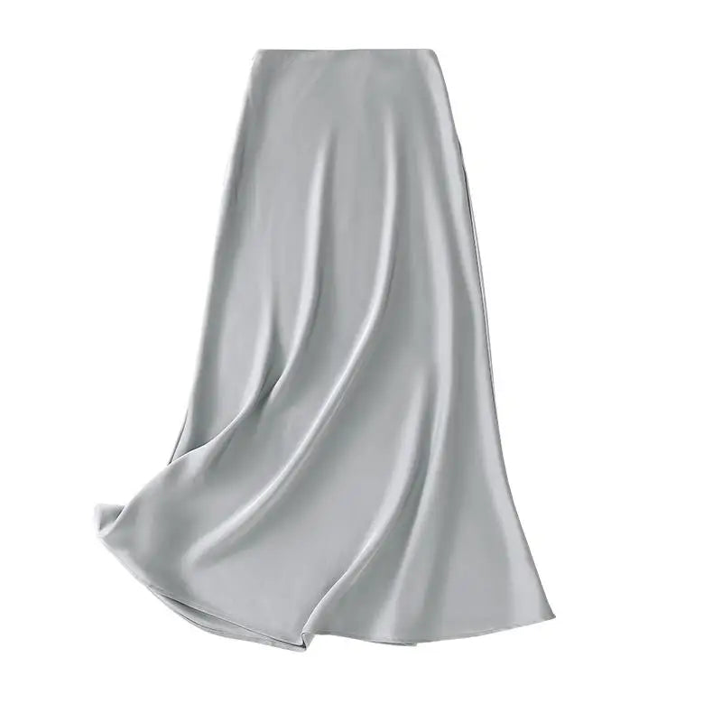 Korean Fashion Solid Elegant High Waist Zipper Long Skirt Women's Summer Vacation Party Wrapped Hip A-line Skirt 2024 Streetwear