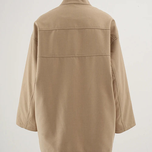 Load image into Gallery viewer, Women Khaki Big Size Casual Trench New Stand Collar Long Sleeve Windbreaker Fashion Tide Spring Autumn 2025 CPG2470
