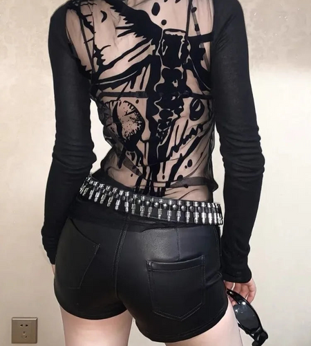 Y2k Tops Fashion Woman T Shirts Sexy Backless Summer Tees Korean Harajuku Camisetas Print See Through Y2k Tshirt 2024 Ropa Mujer