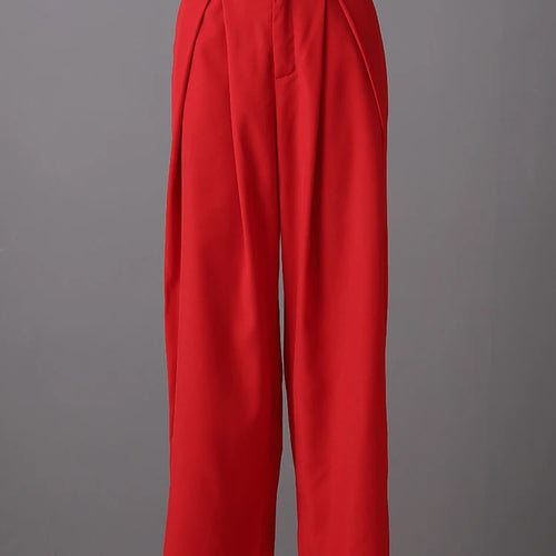 Load image into Gallery viewer, High Waist Red Brief Pleated Long Wide Leg Elegant Pants New Trousers Women Fashion Tide Spring Autumn 2025 30A1697
