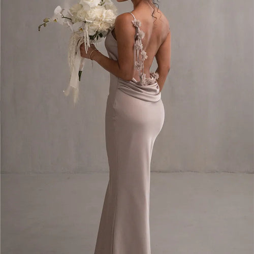 Load image into Gallery viewer, Floral Draped Backless Maxi Long Dress For Women Fashion Spaghetti Strap Sleeveless Bodycon Evening Party Dress Elegant
