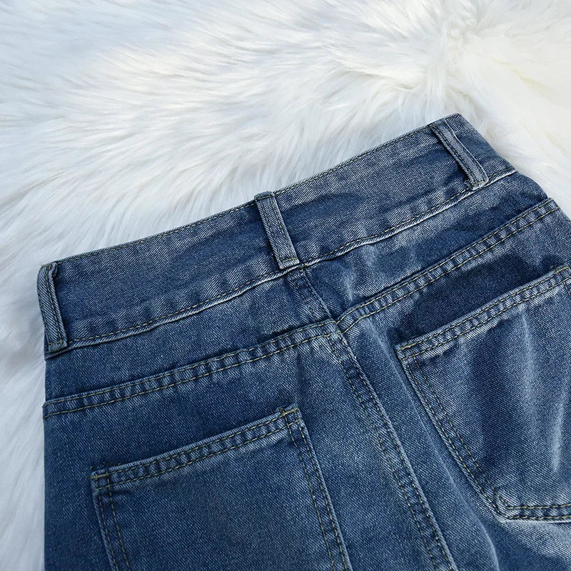 Spring Summer Women Skirts Vintage High Waist Split Jeans Skirt Y2k Long A-line Skirts Streetwear Casual