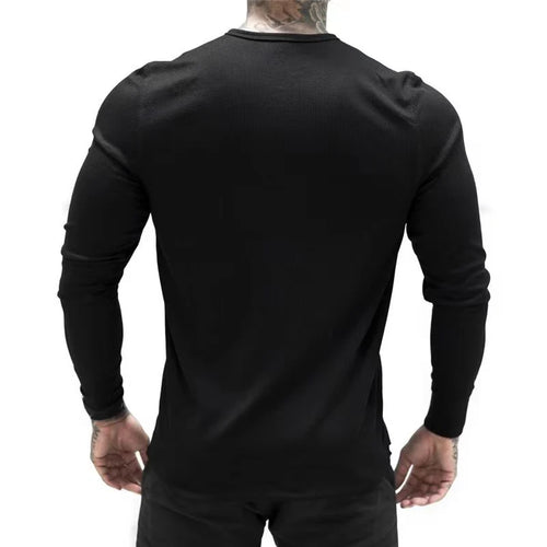 Load image into Gallery viewer, Autunmn Mem&#39;s T-shirts Round Neck Long Sleeve Gym Wear Solid Color Casual Male Pullover Tee Minimalist 9C6641
