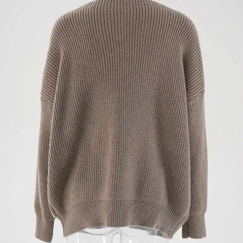 Load image into Gallery viewer, Brown Denim Pocket Big Size Knitting Cardigan Sweater V-Neck Long Sleeve Women New Fashion Tide Spring Autumn 2025 CPG1987
