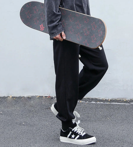 Men's Sweatpants New Casual Pants Solid Color Korean Style Fashion Elastic Waist Trendy Straight Leg Male Trousers 9W1746