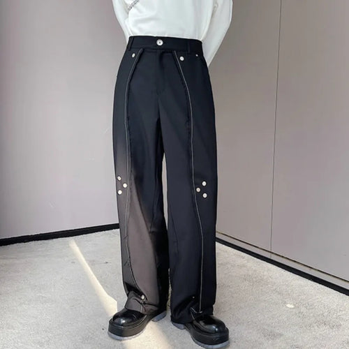 Load image into Gallery viewer, Casual Men&#39;s Pants 2024 Fashion New Chic Multi-metal Buckle Niche Design Trousers Solid Color Dark Wear Male Trend 9A4646
