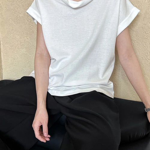 Load image into Gallery viewer, Women Yellow White Plain Color Thin Elegant T-shirt New Turtleneck Short Sleeve Fashion Tide Spring Summer 2025 1DJ0472
