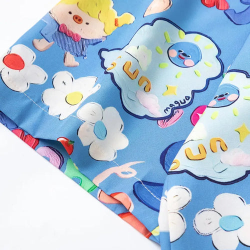 Load image into Gallery viewer, Harajuku Hawaiian Shirts Streetwear Cartoon Graphic Printed Button Up Summer Beach Blouse Hip Hop Casual Baggy Short Sleeve Tops
