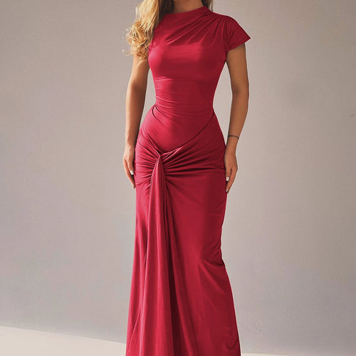 Load image into Gallery viewer, Women Fashion Solid Long Sleeve Ruched Bandage Sexy Bodycon Maxi Prom Dress Summer Y2K Outfits Evening Party Festival
