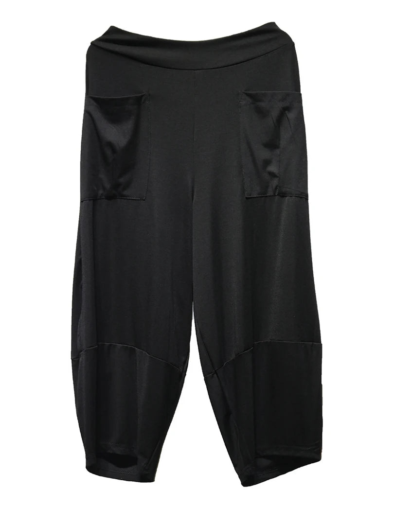 High Elastic Waist Black Pocket Brief Casual Harem Pants New Trousers Women Fashion Tide Spring Autumn 2025  1DJ1569