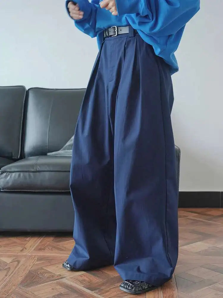 High Waist White Brief Pleated Long Wide Leg Pants New Loose Fit Trousers Women Fashion Tide Spring Autumn 2025  1DH0236