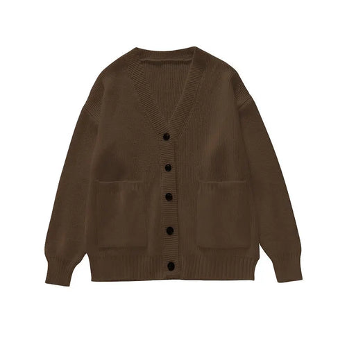 Load image into Gallery viewer, Autumn Sweet Y2k Aesthetic Casual Knitted Cardigans 2025 Grunge Gentle Solid All Match Tops Harajuku Loose V Neck Sweater Women
