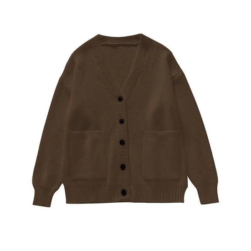 Autumn Sweet Y2k Aesthetic Casual Knitted Cardigans 2025 Grunge Gentle Solid All Match Tops Harajuku Loose V Neck Sweater Women