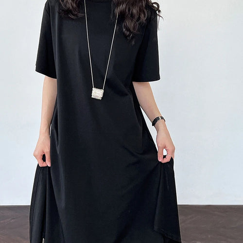 Load image into Gallery viewer, Women White Bandage Irregular Big Size Midi Dress New Round Neck Short Sleeve Fashion Tide Spring Summer 2025 1DJ1263
