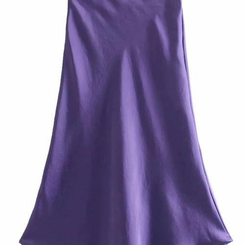 Load image into Gallery viewer, Hot Sale Solid Satin Elastic Waist Women A-Line Skirt Summer Female Slim Falda
