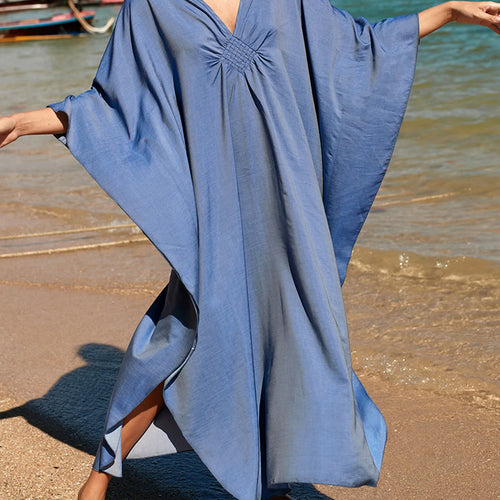 Load image into Gallery viewer, Greek Goddess Long Dress Batwing Sleeve Tunic Beach Cover Up Cover-ups Beach Dress Beach Wear Beachwear Kaftan Maxi Dress V4427
