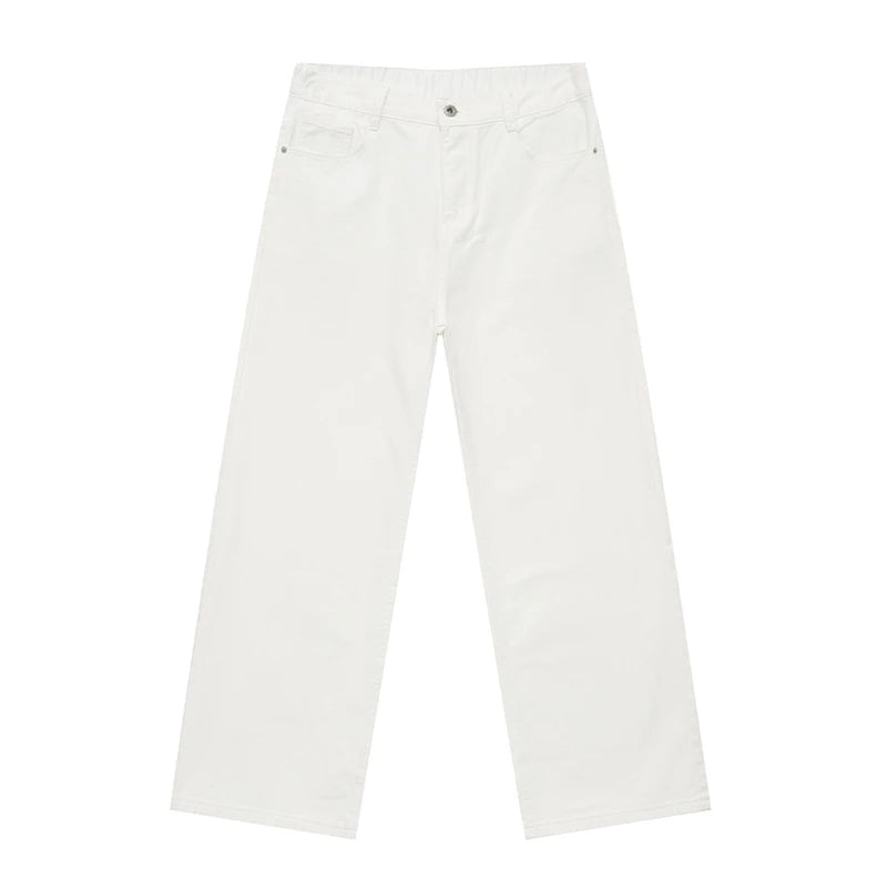 Men Bottoms Elastic Waist New Fashion Denim Pants Solid Color Straight Leg Male Jeans Summer Simple Men's Wear 9C4738