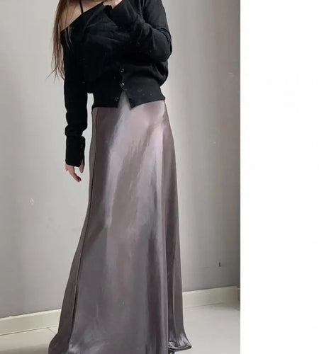Spring Summer French Fashion Solid Elegant Versatile Long Skirts Women Temperament High Waisted Vacation Fishtail Half Skirt New