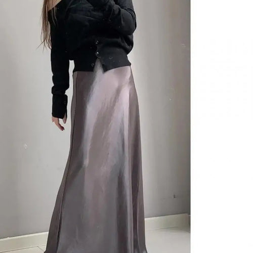 Load image into Gallery viewer, Spring Summer French Fashion Solid Elegant Versatile Long Skirts Women Temperament High Waisted Vacation Fishtail Half Skirt New
