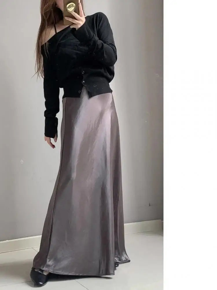 Spring Summer French Fashion Solid Elegant Versatile Long Skirts Women Temperament High Waisted Vacation Fishtail Half Skirt New