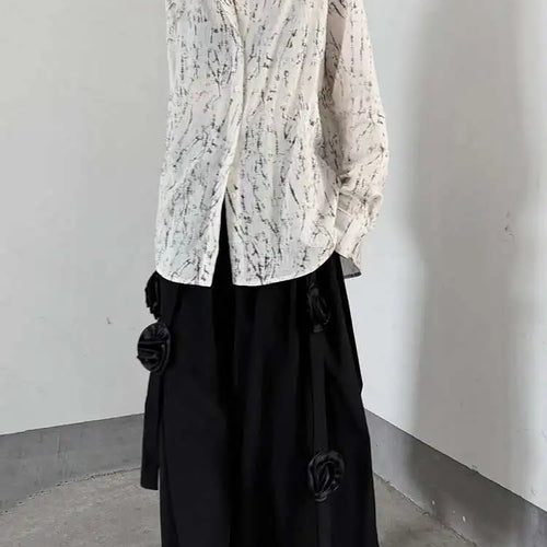 Load image into Gallery viewer, Women Pattern Printed Thin Pleated Big Size Blouse New Lapel Long Sleeve Shirt Fashion Tide Spring Autumn 2025 1DJ0406
