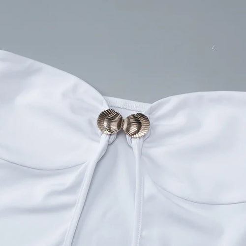 Load image into Gallery viewer, Metal Button Strapless Backless Long Dress Women Fashion Hollow Out Off-shoulder Sleeveless Bodycon Party Midi Dress
