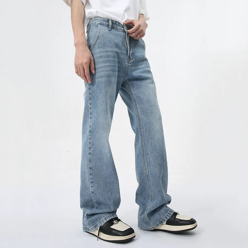 Load image into Gallery viewer, Simple Men Jeans Summer Casual Loose Boot Cut Trousers Zipper Straight Denim Pants Men&#39;s Wear Fashion Tide 9C5974
