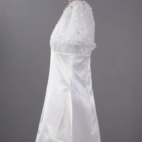 Load image into Gallery viewer, Women White Lace Rhinestones Elegant Slim Mini Dress New Round Neck Short Sleeve Fashion Tide Spring Summer 2025 CPG2980
