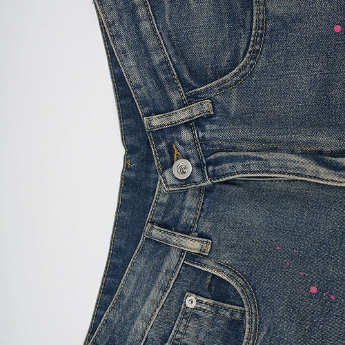 Load image into Gallery viewer, High Waist Blue Denim Painted Long Casual Wide Leg Jeans New Women Trousers Fashion Tide Spring Autumn 2025 CPG2279
