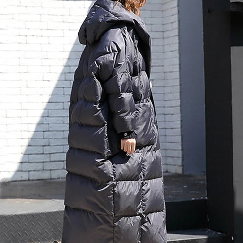 Load image into Gallery viewer, Big Size Long Hooded Cotton-padded Coat Long Sleeve Loose Fit Women Parkas Fashion Tide New Autumn Winter 2025 JD1210
